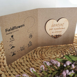 Corazon de madera con semillas